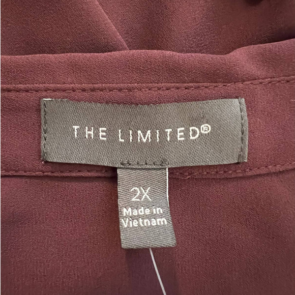 The Limited Women's Tunic Blouse Size 2X in Purple V-neck Roll Tab Sleeves New - Picture 4 of 6